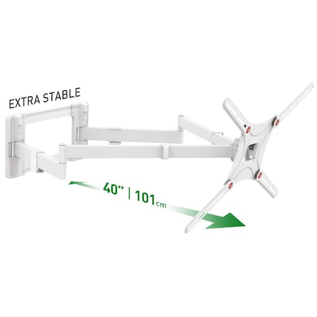 13 - 83 inch Full Motion - 4 Movement Extra Long Dual Arm Flat / Curved TV Wall Mount White